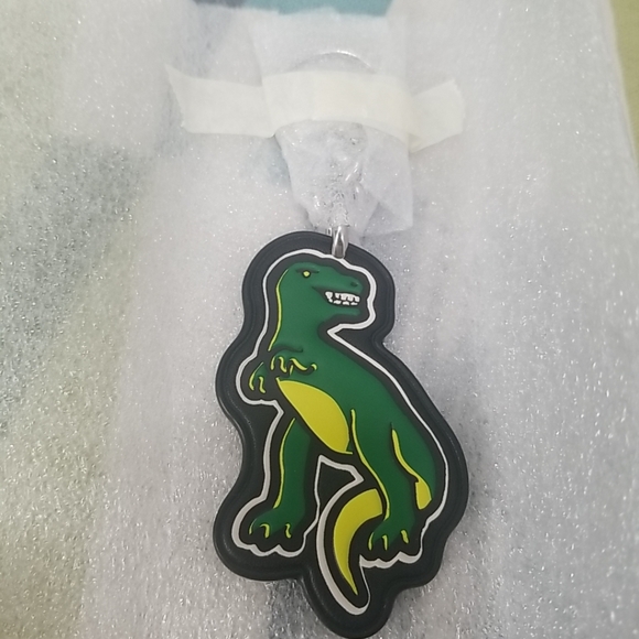 COACH Dinosaur Rexy Sticker Leather Bag Charm Keychain Black/Green - Picture 2 of 8